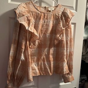 Peachy Plaid Ruffle Top